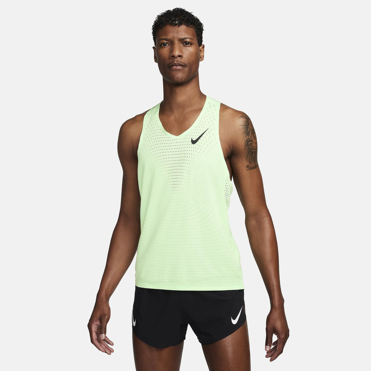 NIKE AeroSwift Singlet Mens APPAREL - Mens Singlets VAPOR GREEN/BLACK