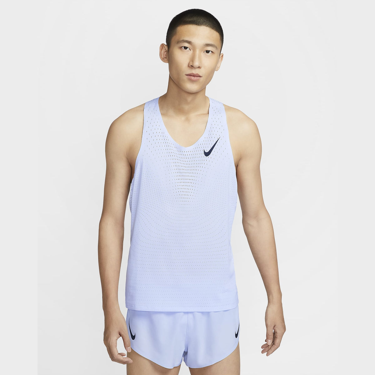 NIKE AeroSwift Singlet Mens APPAREL - Mens Singlets FOOTBALL GREY/DARK OBSIDIAN