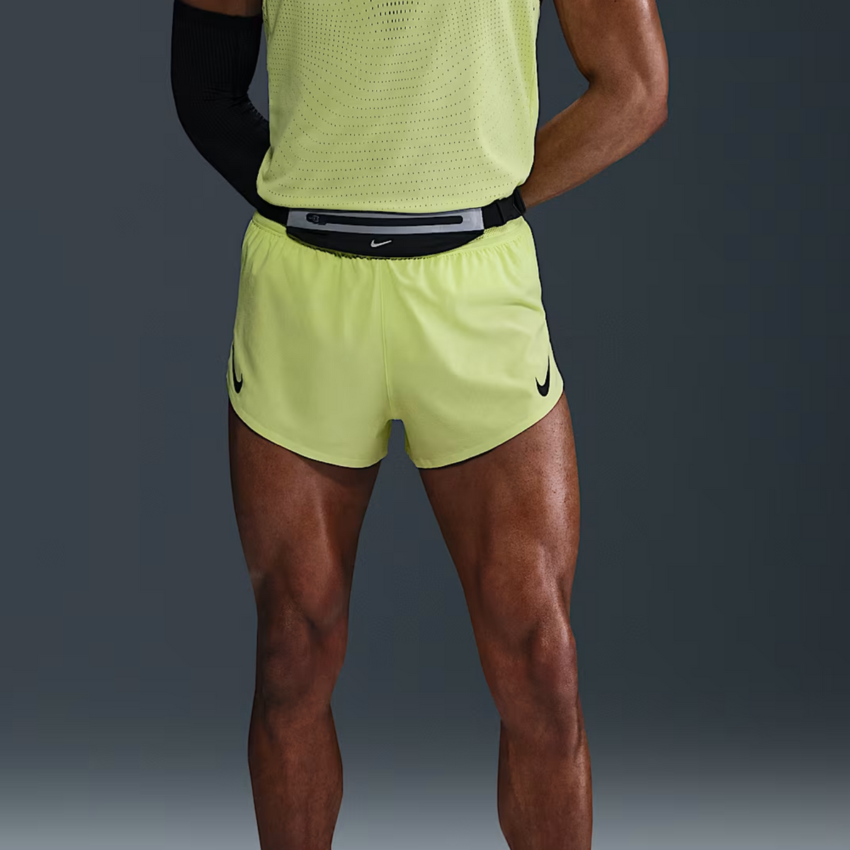 NIKE Aeroswift 2 Inch Shorts Mens APPAREL - Mens Shorts LIGHT LEMON TWIST/BLACK