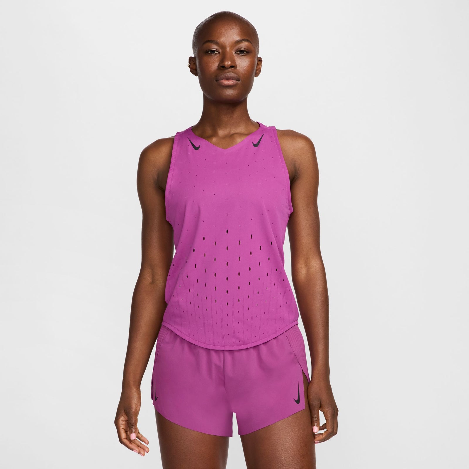 NIKE Aeroswift Singlet Womens APPAREL - Womens Tanks HOT FUSCHIA/BLACK