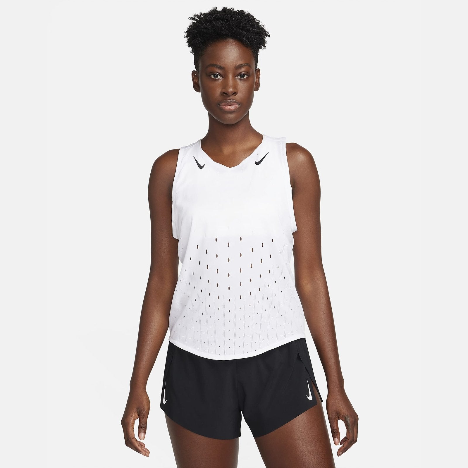 NIKE Aeroswift Singlet Womens APPAREL - Womens Tanks WHITE/BLACK