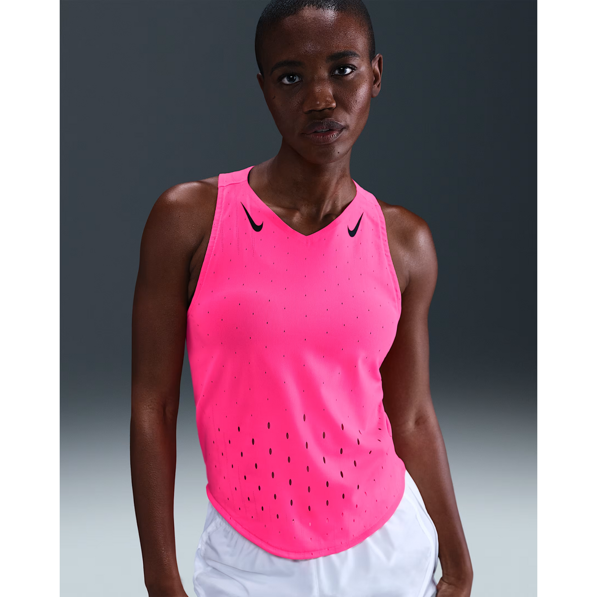 NIKE Aeroswift Singlet Womens APPAREL - Womens Tanks HYPER PINK/BLACK