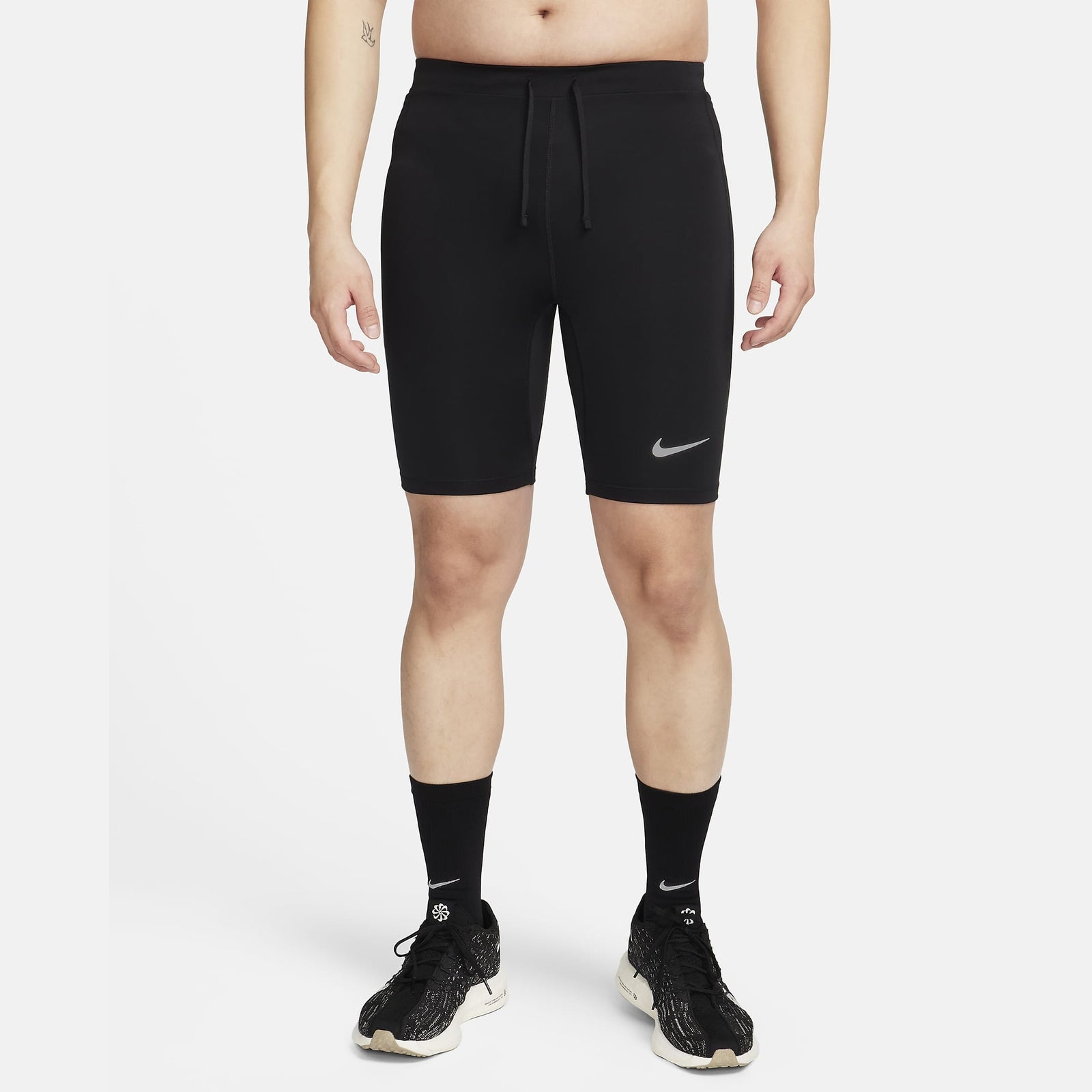 Nike Dri-FIT Brief-Lined Running 1/2-Length Tights Mens APPAREL - Mens Tights BLACK