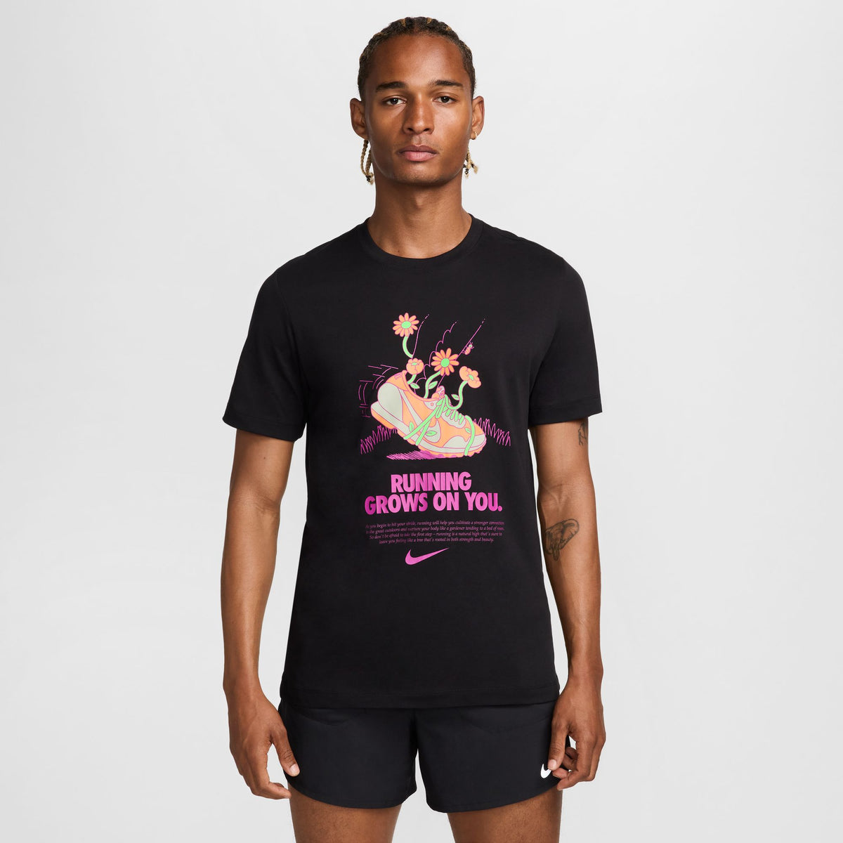 NIKE Dri-FIT Running Grows On You Tee Mens APPAREL - Mens T-Shirts BLACK