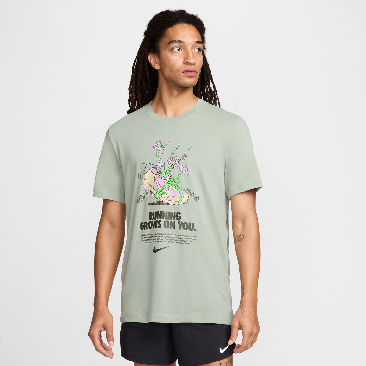 NIKE Dri-FIT Running Grows On You Tee Mens APPAREL - Mens T-Shirts JADE HORIZON