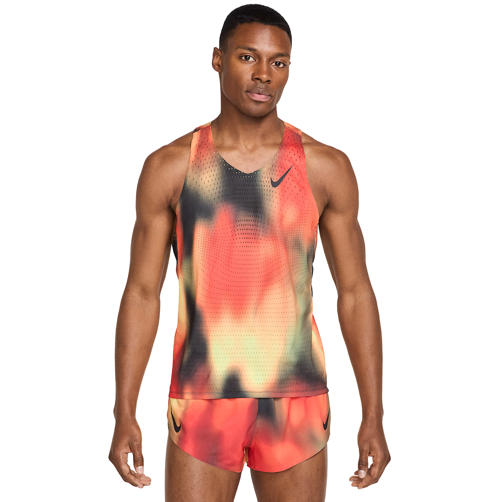 NIKE DriFit ADV Aeroswift Elite Entry Singlet Men's APPAREL - Mens Singlets LIGHT LEMON TWIST/LIGHT CRIMSON/BLACK