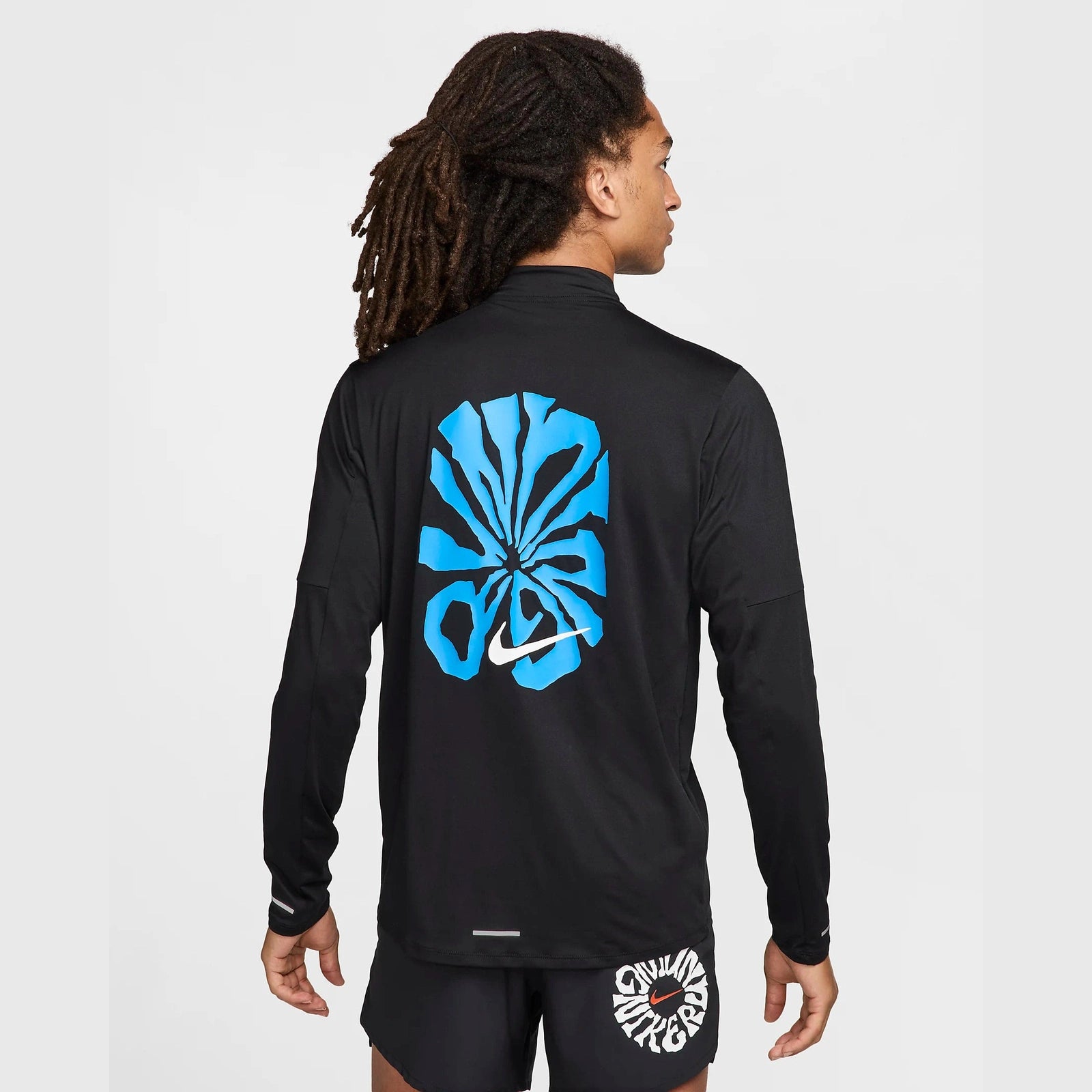 NIKE Element Run Energy Dri-FIT 1/4 Zip Mens APPAREL - Mens Long Sleeve Tops BLACK/ LT PHOTO BLUE