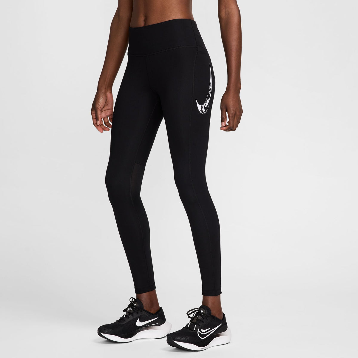 NIKE Fast Mid-Rise 7/8 Leggins Womens APPAREL - Womens Tights BLACK / WHITE