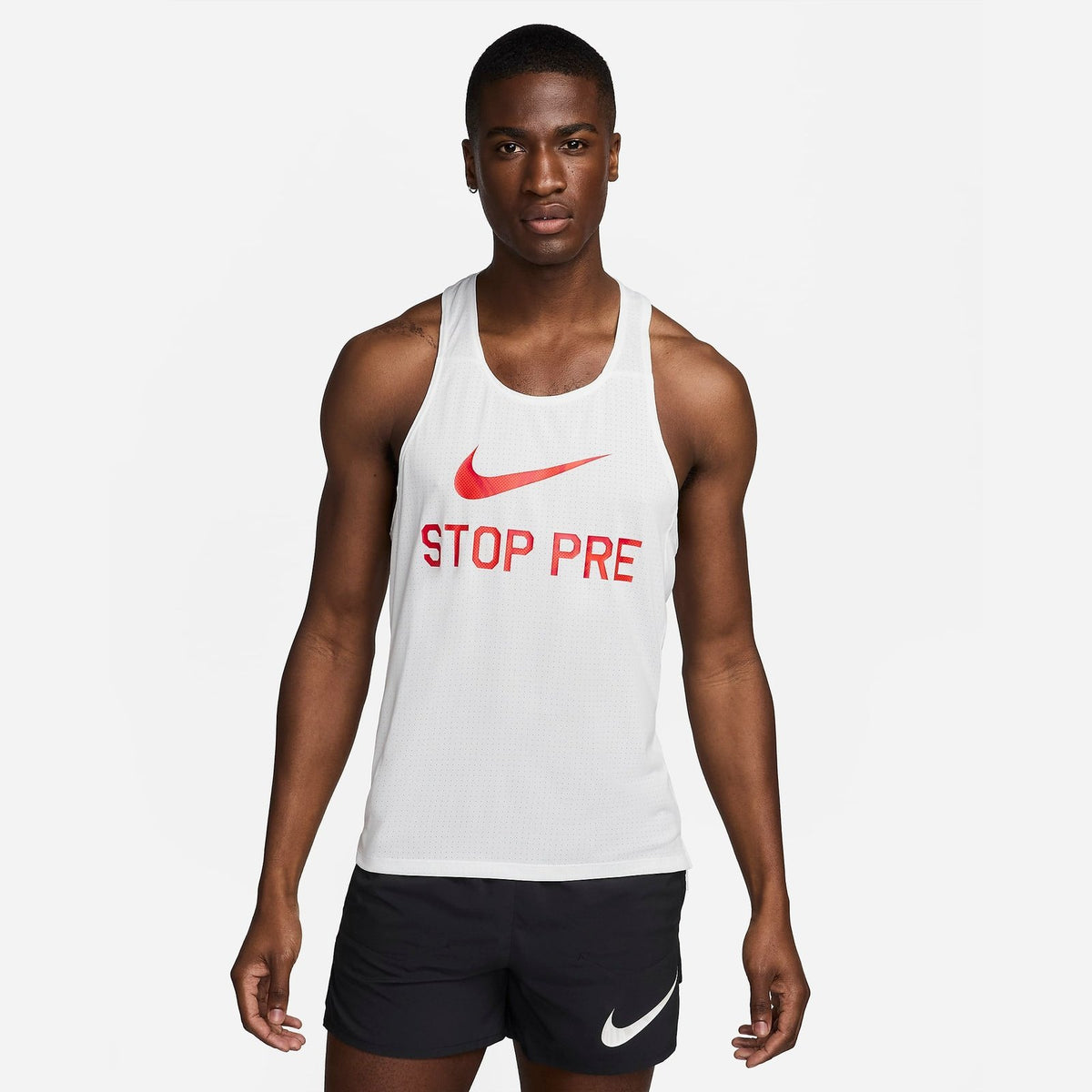 Nike Fast Run Energy &#39;Stop Pre&#39; Singlet Mens APPAREL - Mens Singlets SUMMIT WHITE