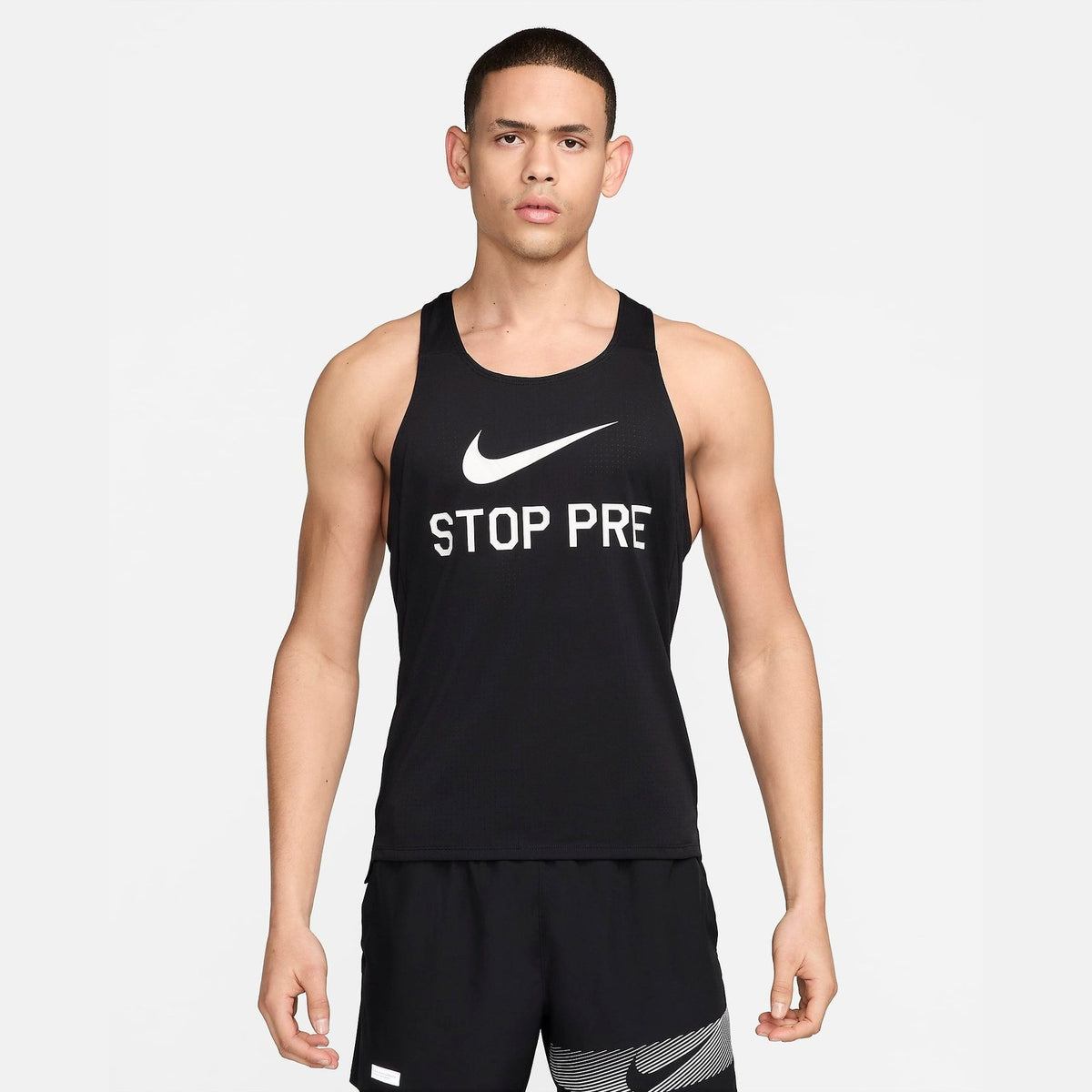 NIKE Fast Run Energy Stop Pre Singlet Mens APPAREL - Mens Singlets BLACK