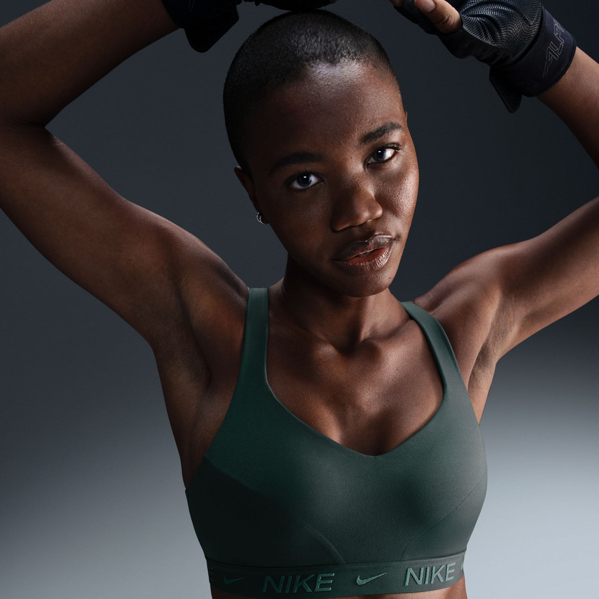 NIKE Indy High-Support Sports Bra Womens APPAREL - Womens Bras VINTAGE GREEN