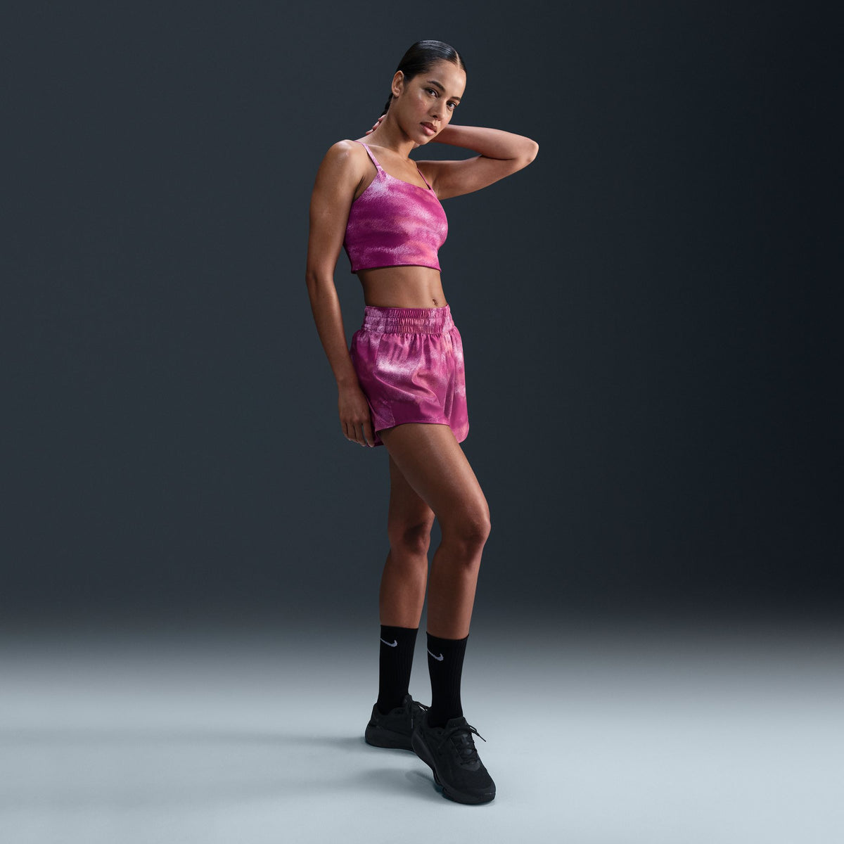 NIKE One Convertible Womens Light-Support Lightly Lined Longline Printed Sports Bra APPAREL - Womens Bras