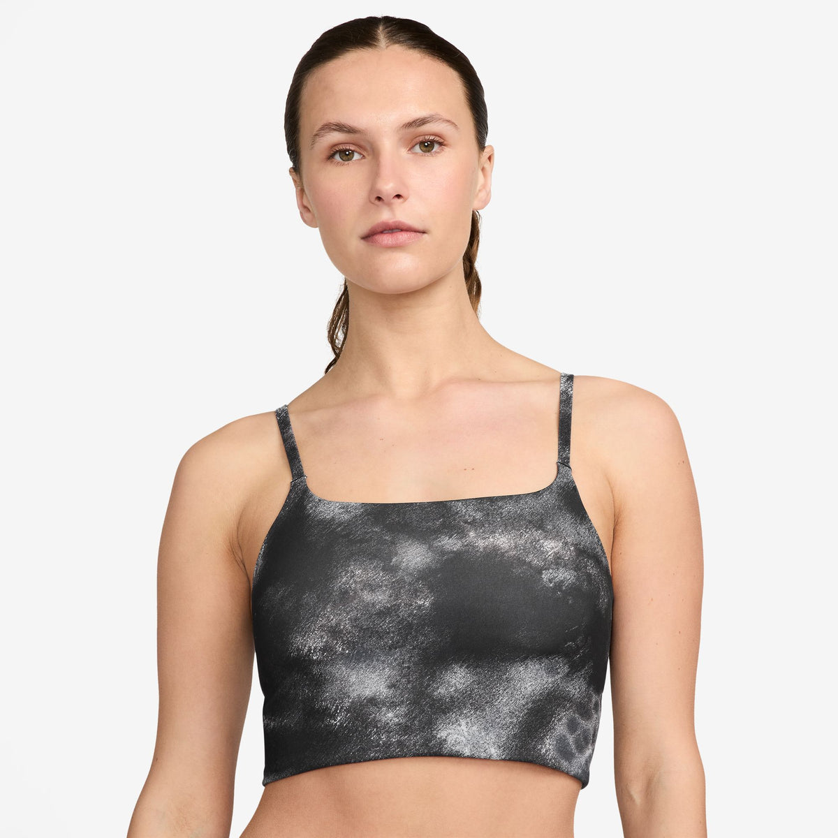 NIKE One Convertible Womens Light-Support Lightly Lined Longline Printed Sports Bra APPAREL - Womens Bras BLACK/BLACK