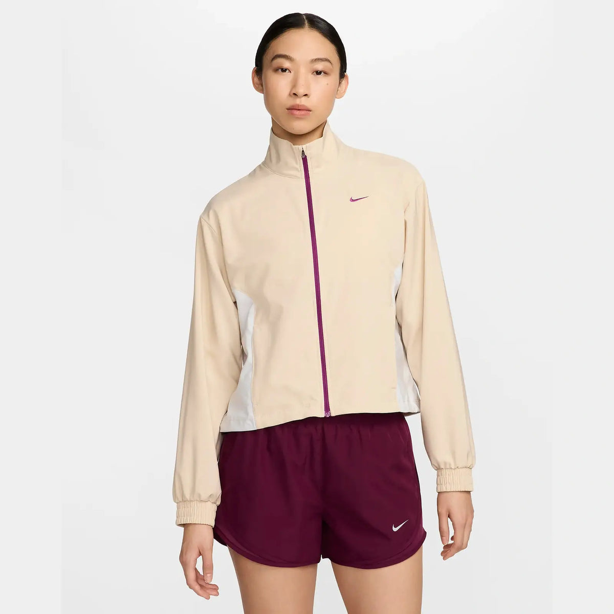 NIKE One Womens Dri-FIT Loose Jacket APPAREL - Womens Jackets Sand Drift / Photon Dust / Viotech
