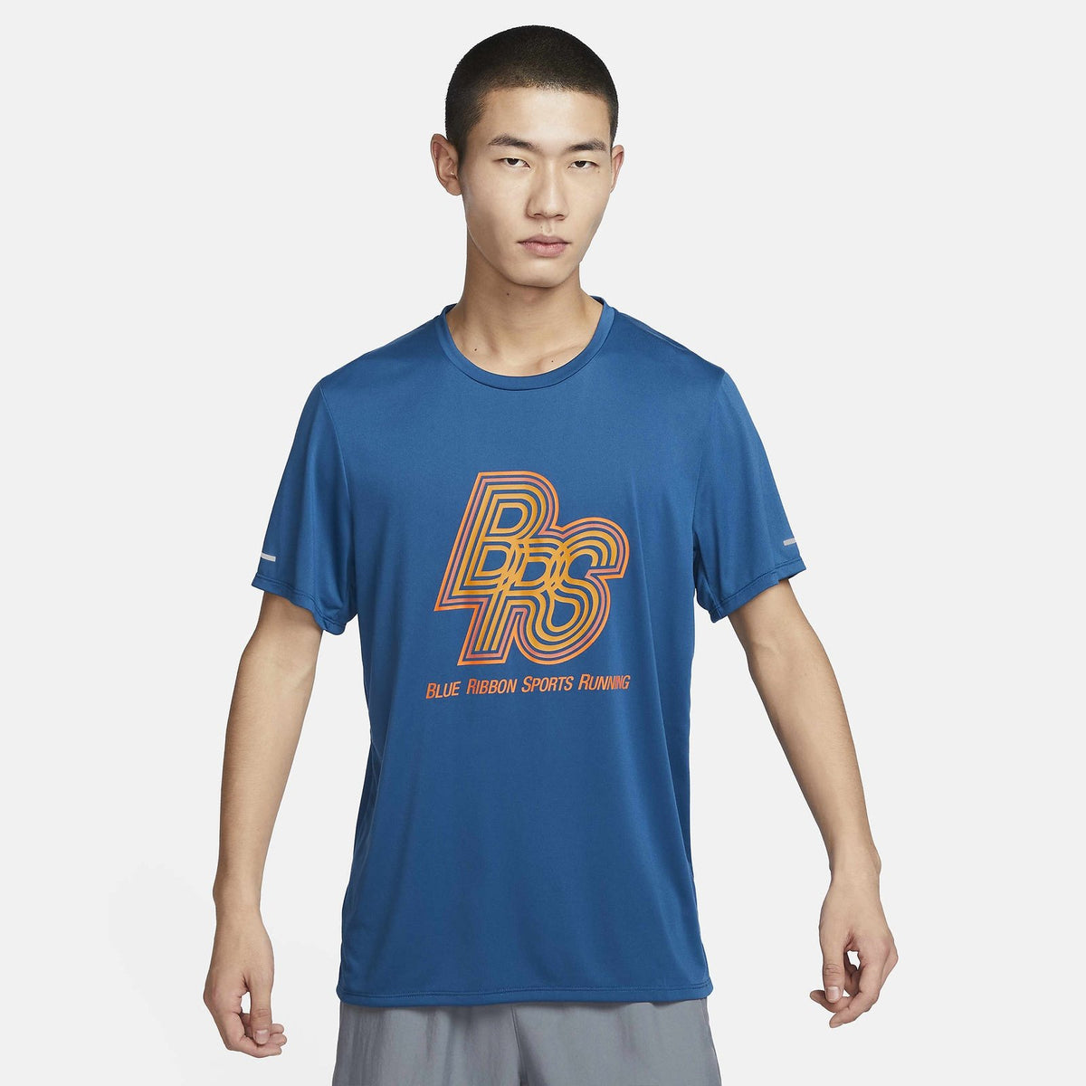 NIKE Running Energy Rise 365 Mens T-Shirt APPAREL - Mens T-Shirts COURT BLUE/SAFETY ORANGE