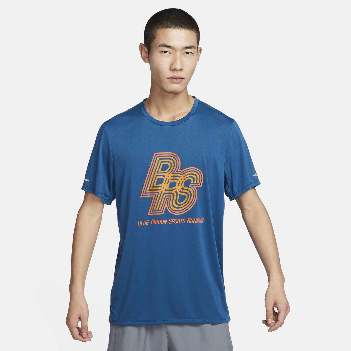 Nike Running Energy Rise 365 Men&#39;s T-Shirt APPAREL - Mens T-Shirts COURT BLUE/SAFETY ORANGE