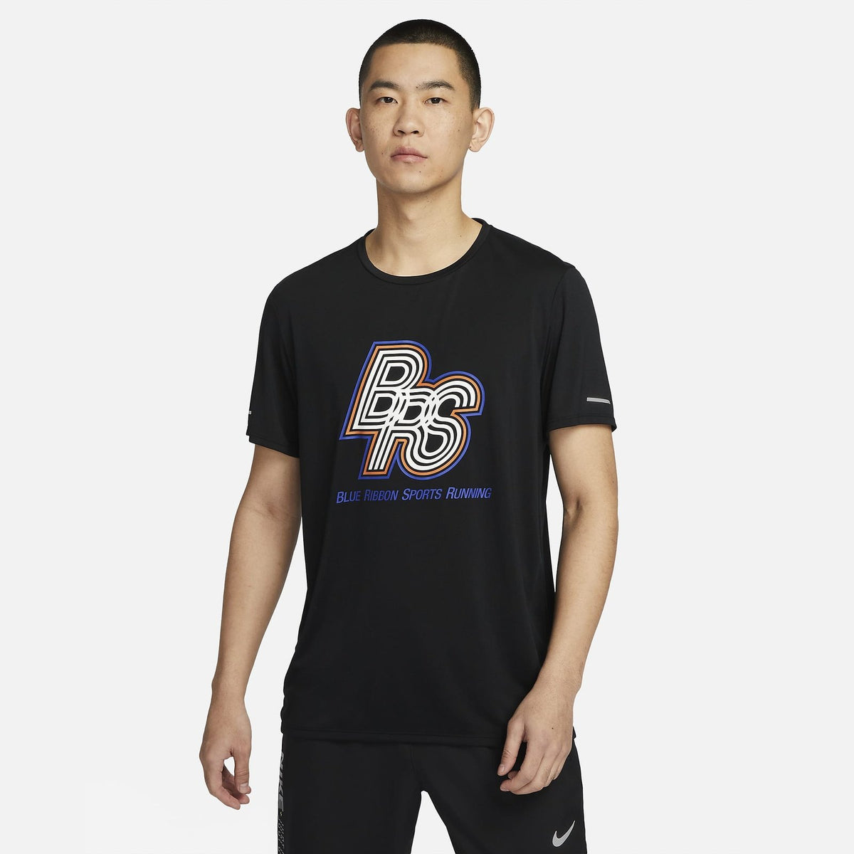 NIKE Running Energy Rise 365 Mens T-Shirt APPAREL - Mens T-Shirts BLACK/HYPER ROYAL
