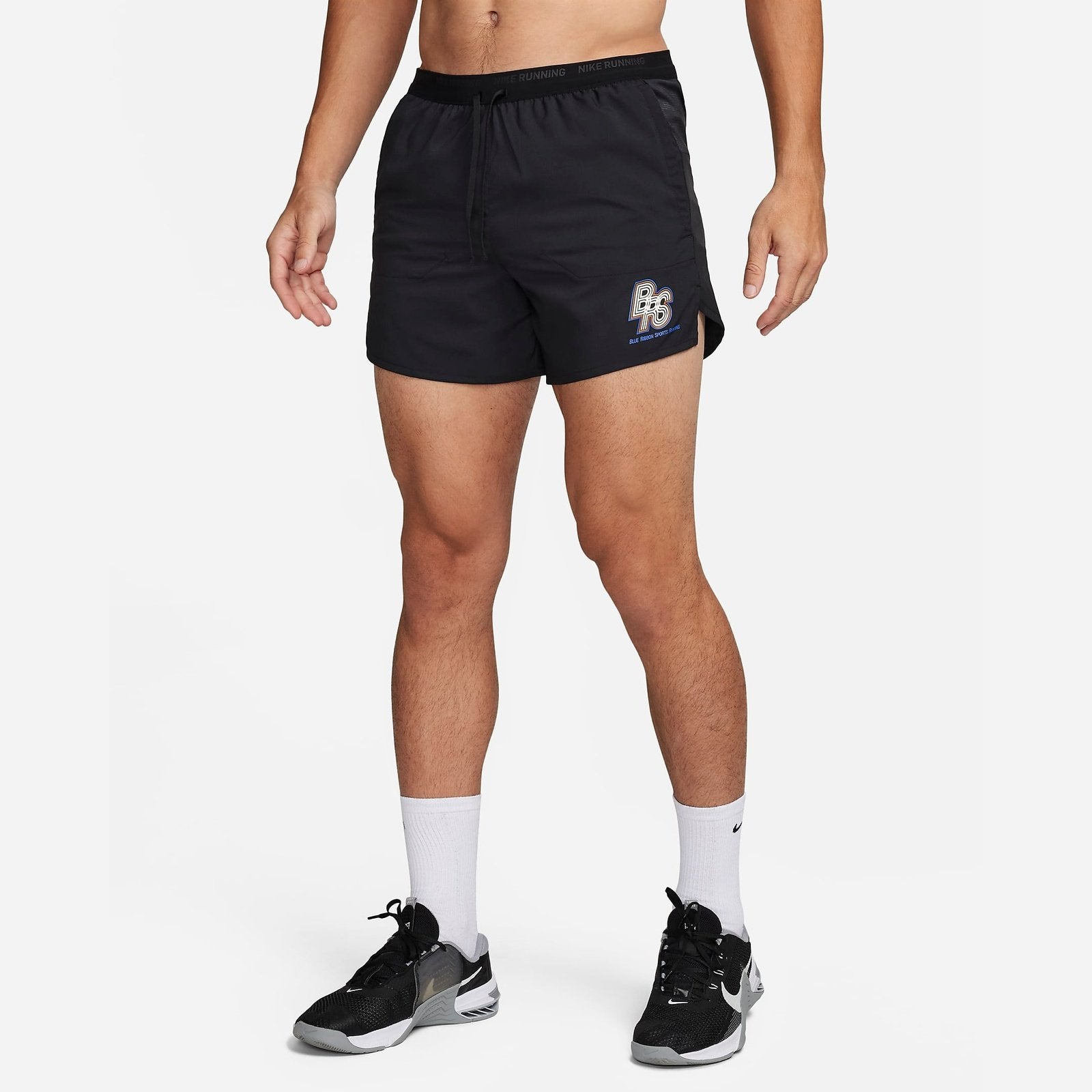 NIKE Running Energy Stride 5" Mens APPAREL - Mens Shorts BLACK/BLACK/HYPER ROYAL