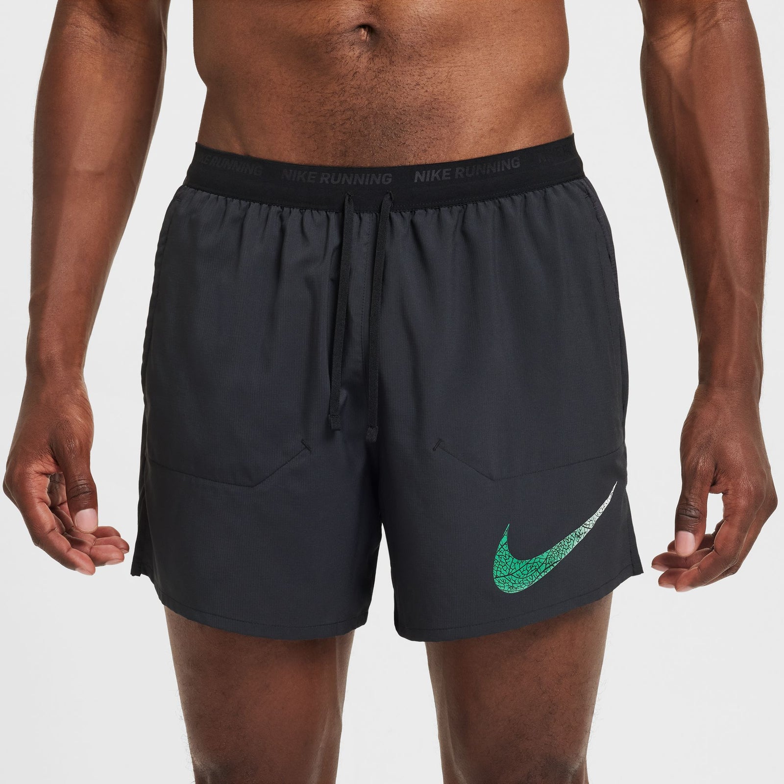 NIKE Stride "Kipchoge" Men's Dri-FIT 5" Brief-Lined Running Shorts APPAREL - Mens Shorts BLACK/BLACK/STADIUM GREEN