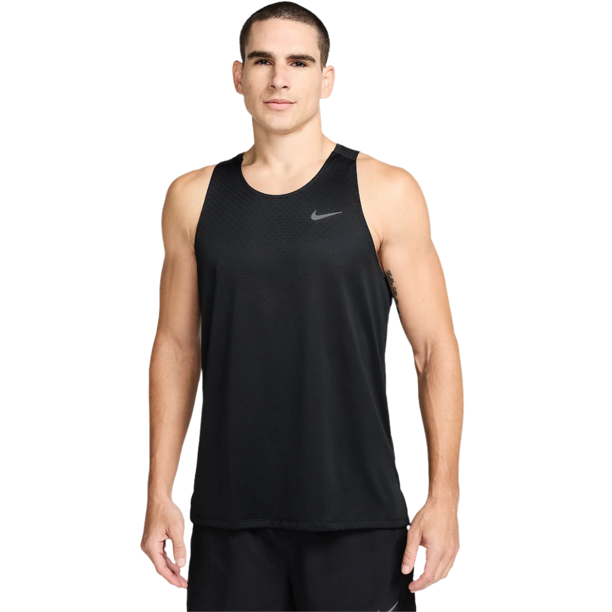 Nike Stride Men&#39;s Dri-FIT ADV Running Tank Top APPAREL - Mens Tanks BLACK/REFLECTIVE SILVER