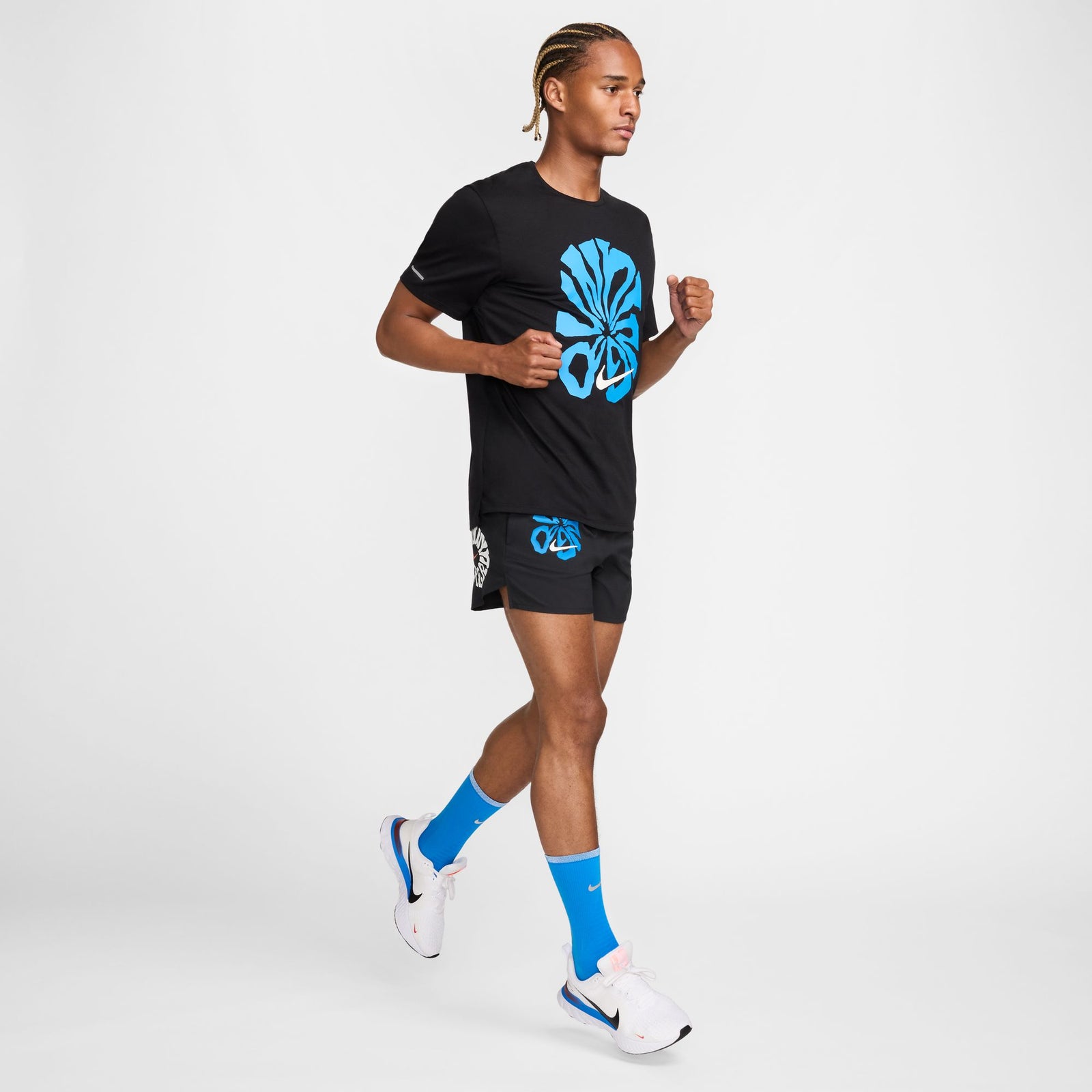 NIKE Stride Run Energy 5" Men's APPAREL - Mens Shorts BLACK / BLACK / LIGHT PHOTO BLUE