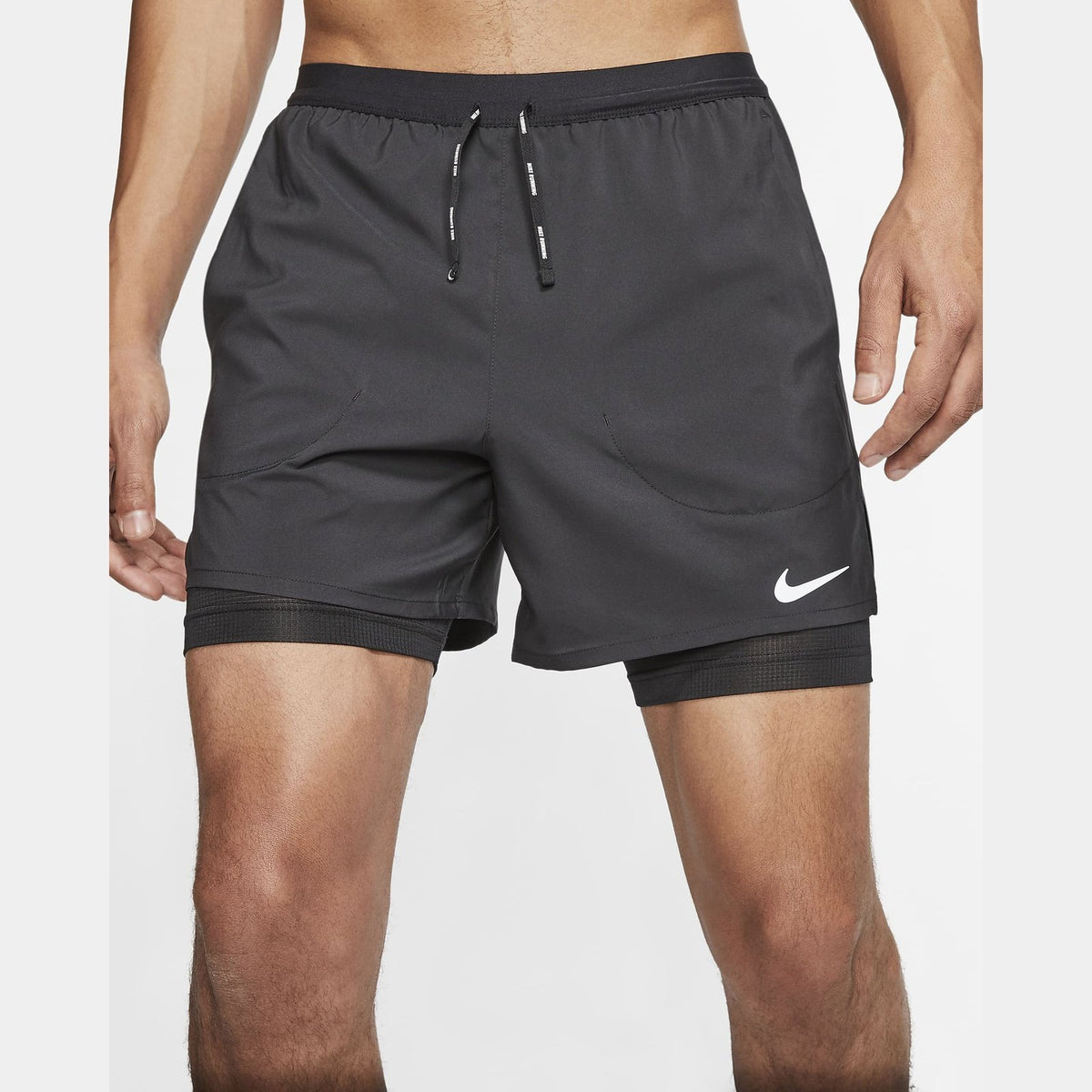 Nike Stride Shorts 5 Inch Mens APPAREL - Mens Shorts BLACK/BLACK/SILVER REFLECTIVE