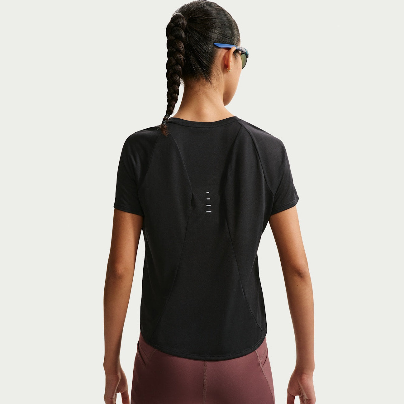 Nike Swift Breathe Dri-FIT Short-Sleeve Running Top Women's APPAREL - Womens T-Shirts BLACK/PHOTON DUST/WHITE