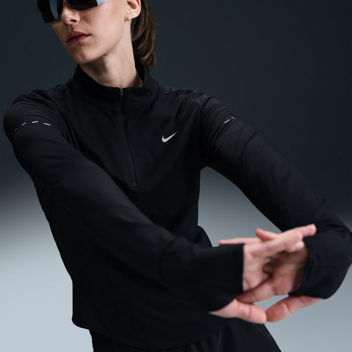 NIKE Swift Dri-FIT UV 1/4-Zip Running Top Womens APPAREL - Womens Long Sleeve Tops