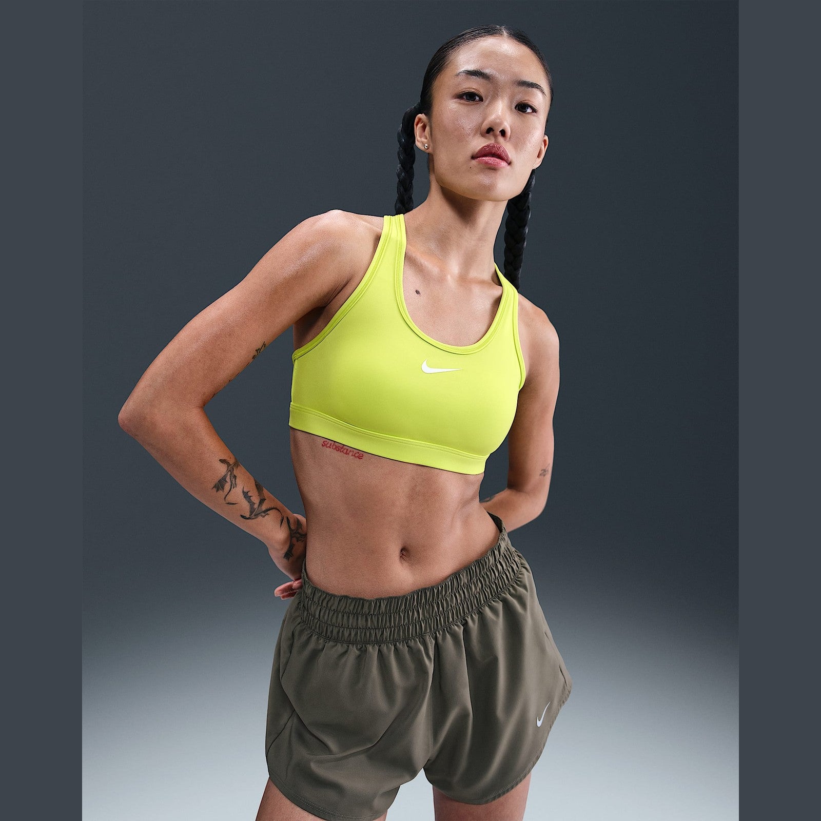 Nike Swoosh Medium-Support Womens Padded Sports Bra APPAREL - Womens Bras CYBER/WHITE