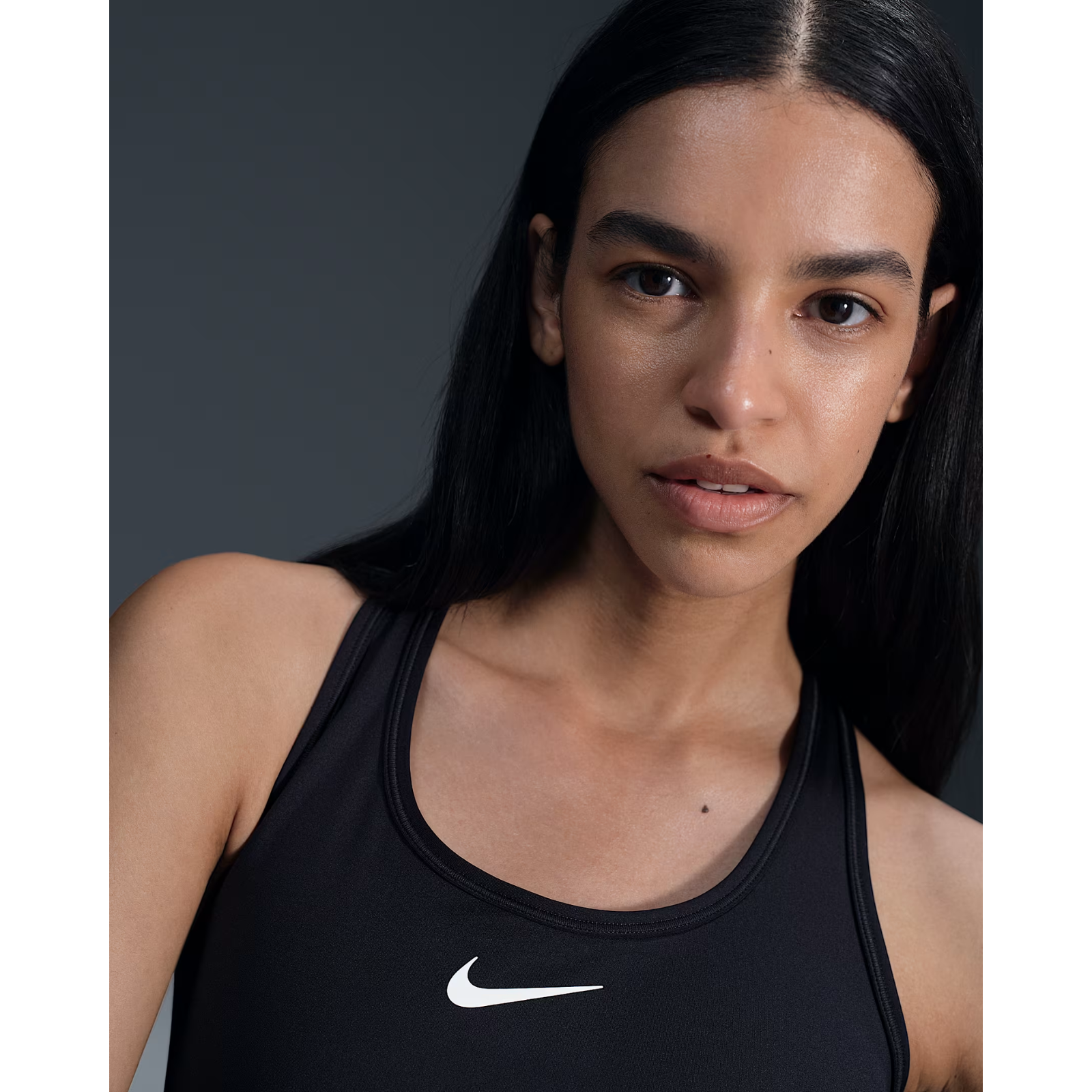 NIKE Swoosh Medium-Support Bra Womens APPAREL - Womens Bras BLACK/WHITE