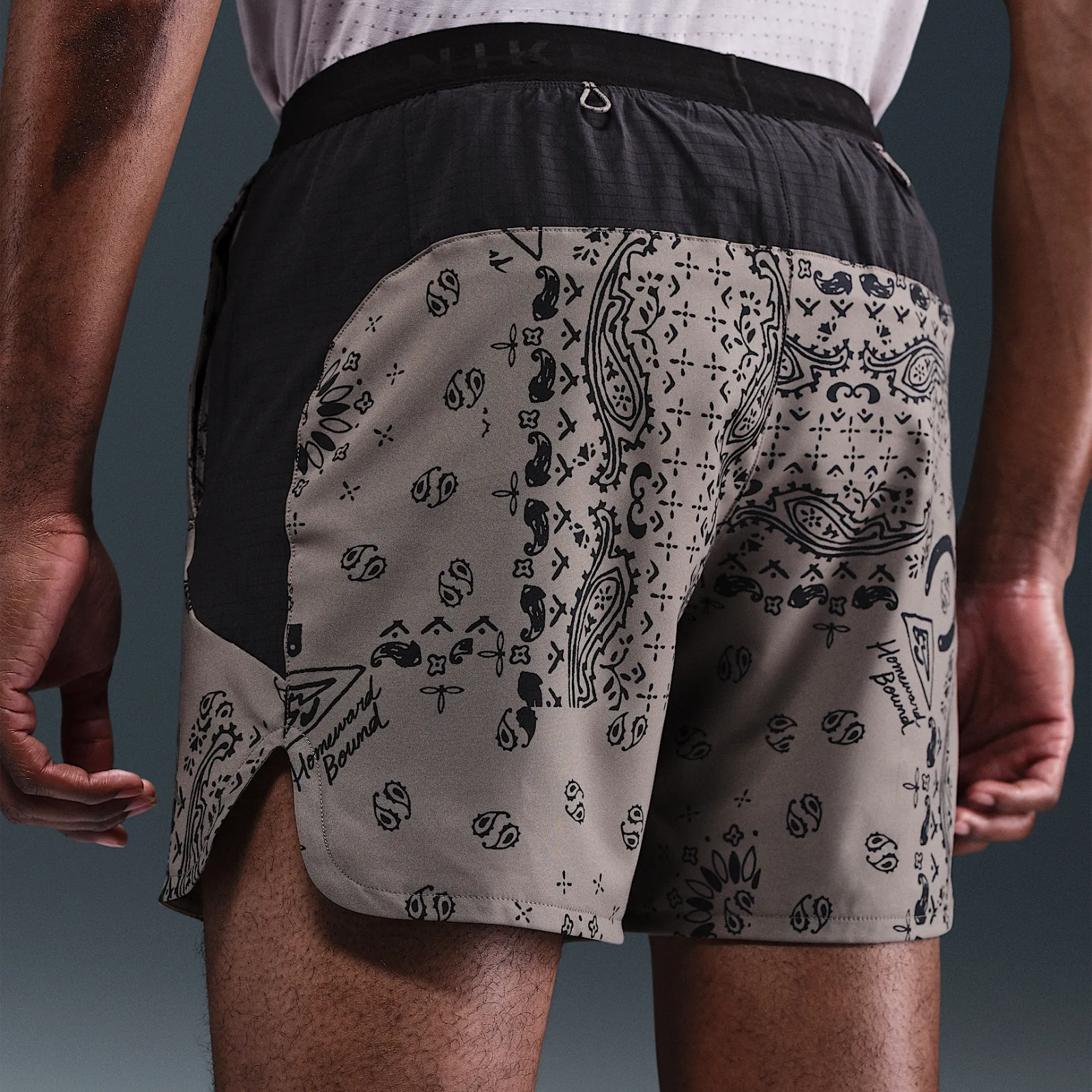 NIKE Trail AOP Dri-FIT 6" Brief-lined Running Shorts Mens APPAREL - Mens Shorts CAVE STONE/BLACK