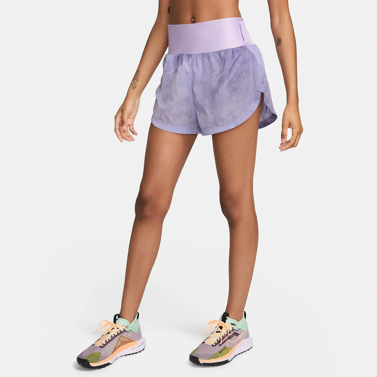 NIKE Trail Womens Repel Mid-Rise 8cm Brief-Lined Running Shorts APPAREL - Womens Shorts LILAC BLOOM/COURT PURPLE/ COURT PURPLE
