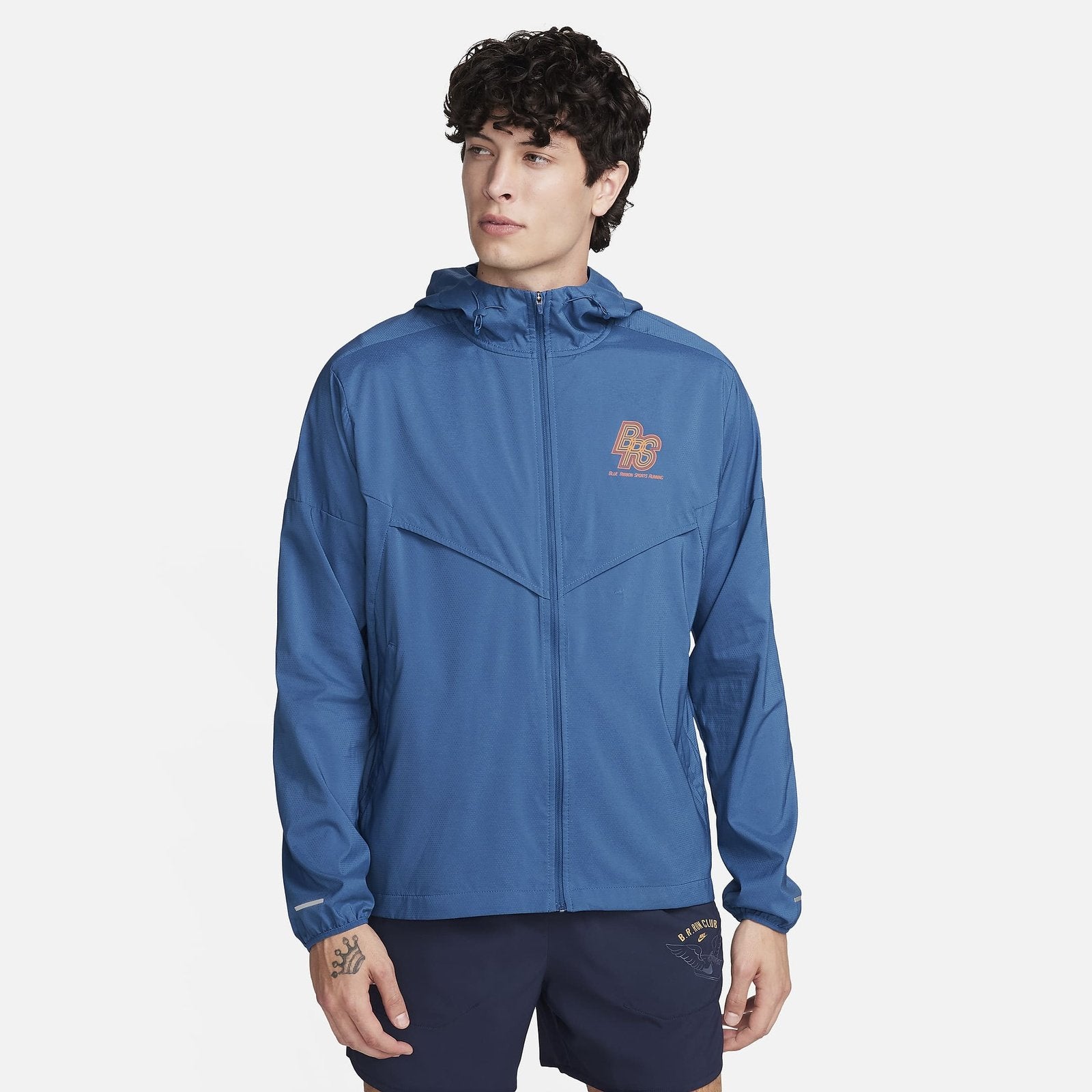 NIKE Windrunner Running Energy Mens APPAREL - Mens Jackets COURT BLUE/SAFETY ORANGE