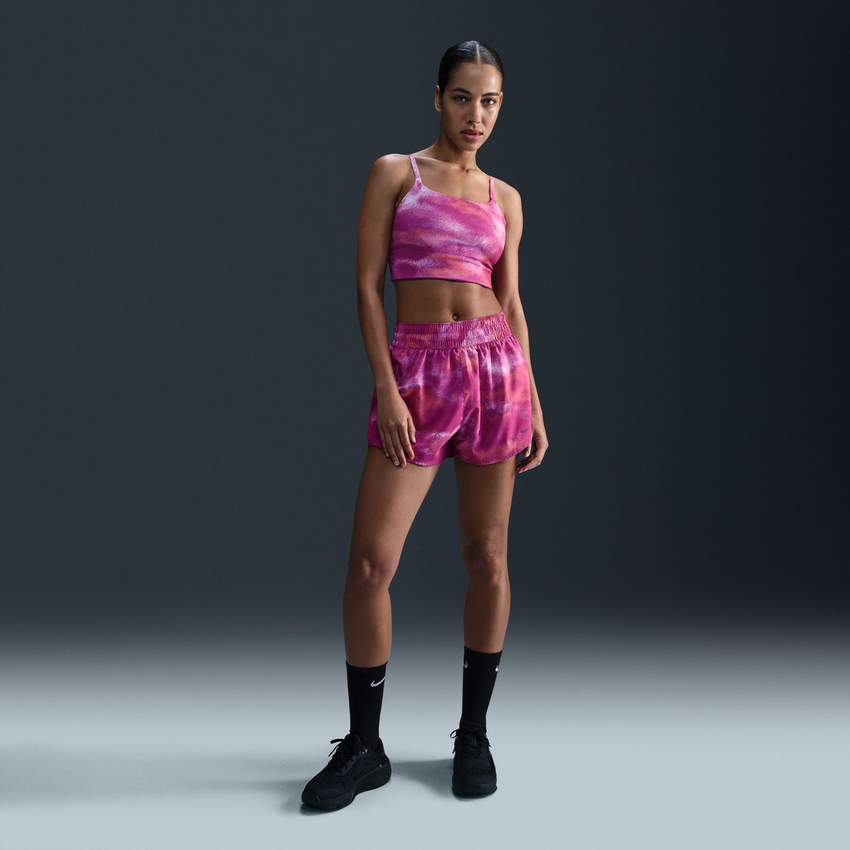NIKE Womens One Dri-FIT High-Waisted 3" Brief-Lined Printed Shorts APPAREL - Womens Shorts S