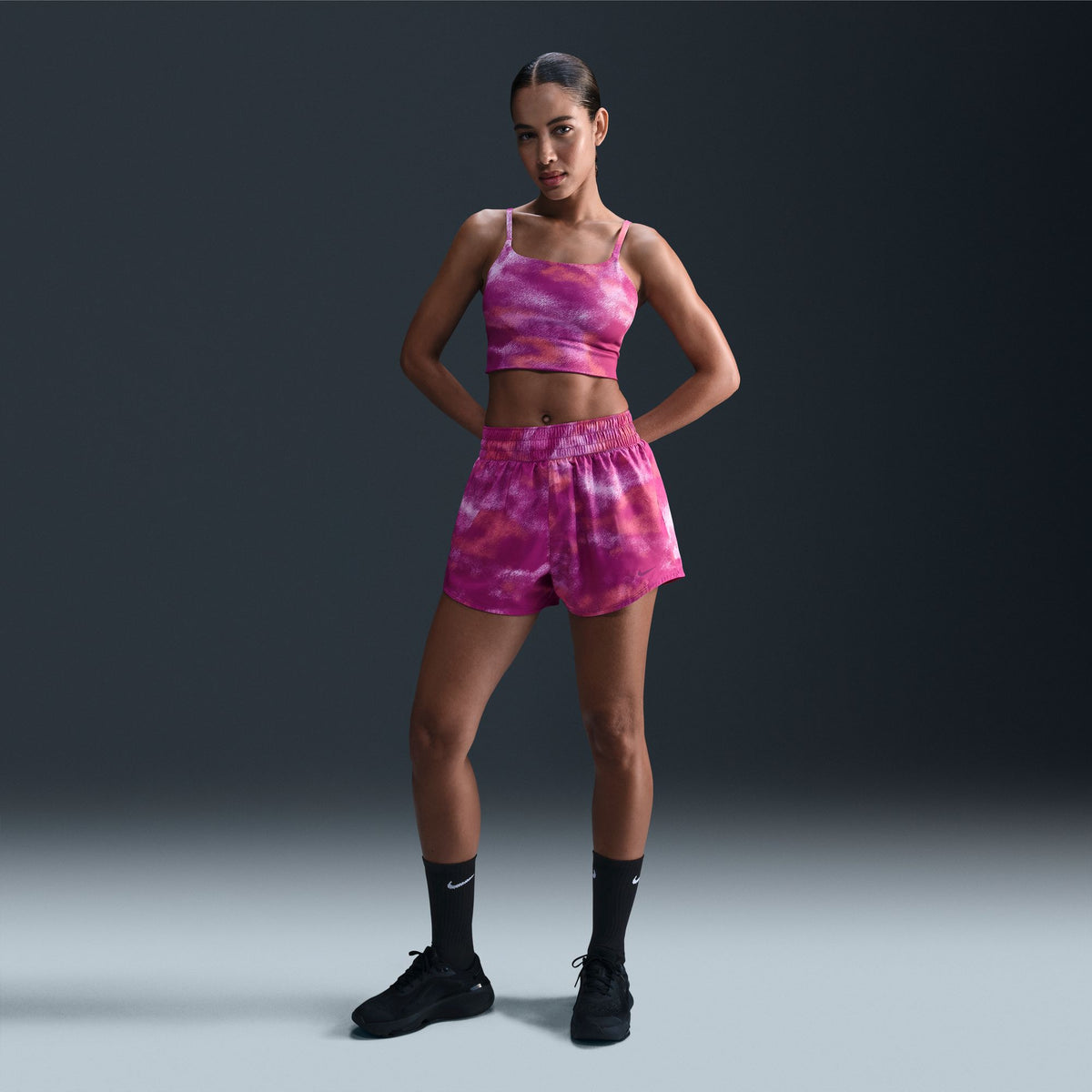 NIKE Womens One Dri-FIT High-Waisted 3" Brief-Lined Printed Shorts APPAREL - Womens Shorts