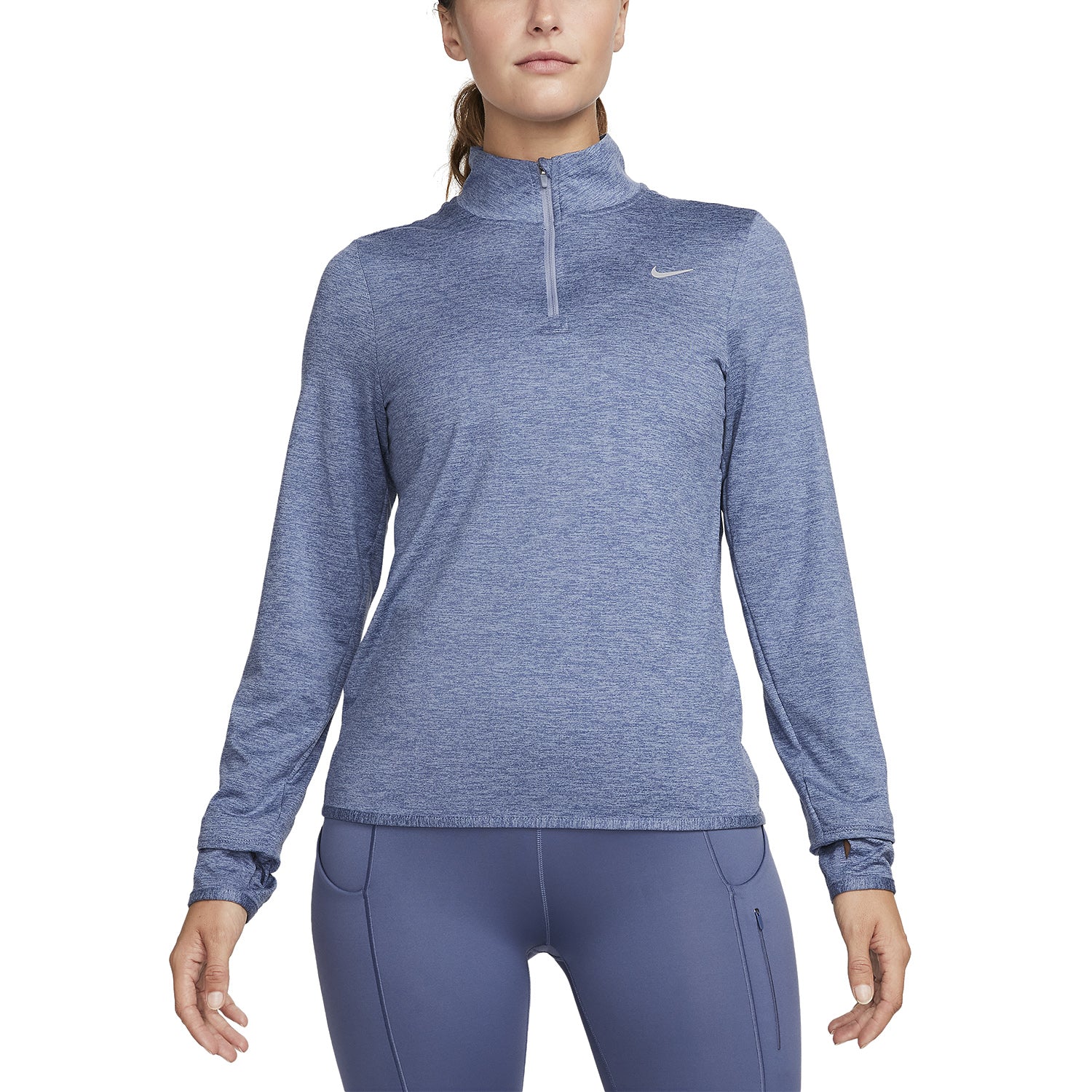 Nike swift element 1/4 zip women's APPAREL - Womens Long Sleeve Tops ASHEN SLATE/REFLECTIVE SILVER