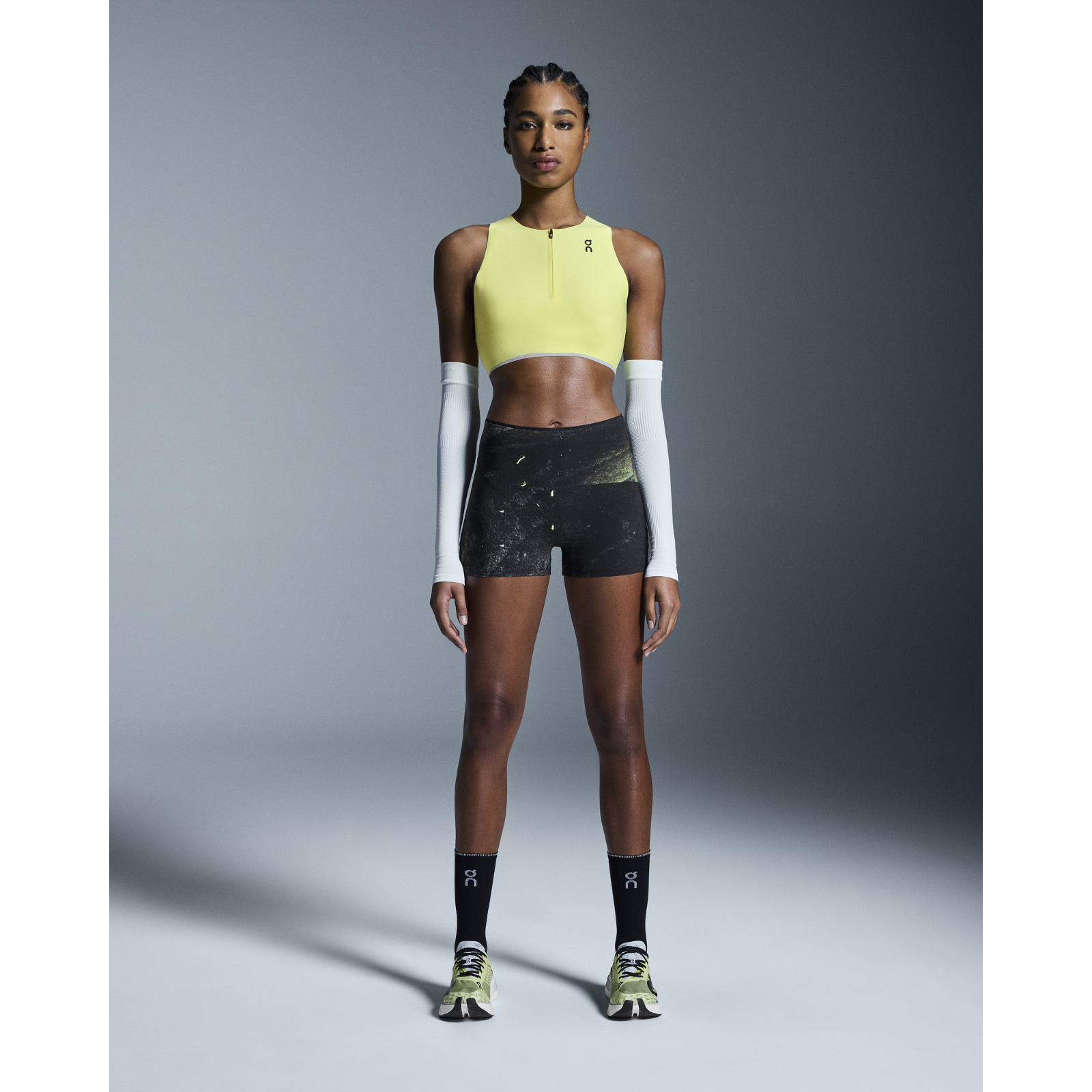 ON Race Tights Short Womens APPAREL - Womens Tights BLACK/LIMELIGHT