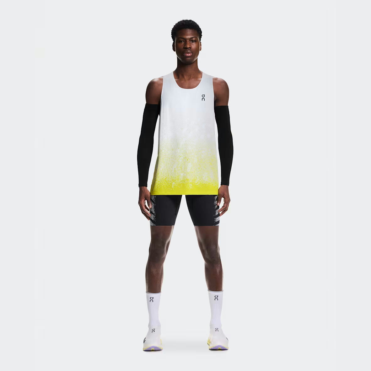 ON Zero Singlet Mens APPAREL - Mens Singlets WHITE/LIME