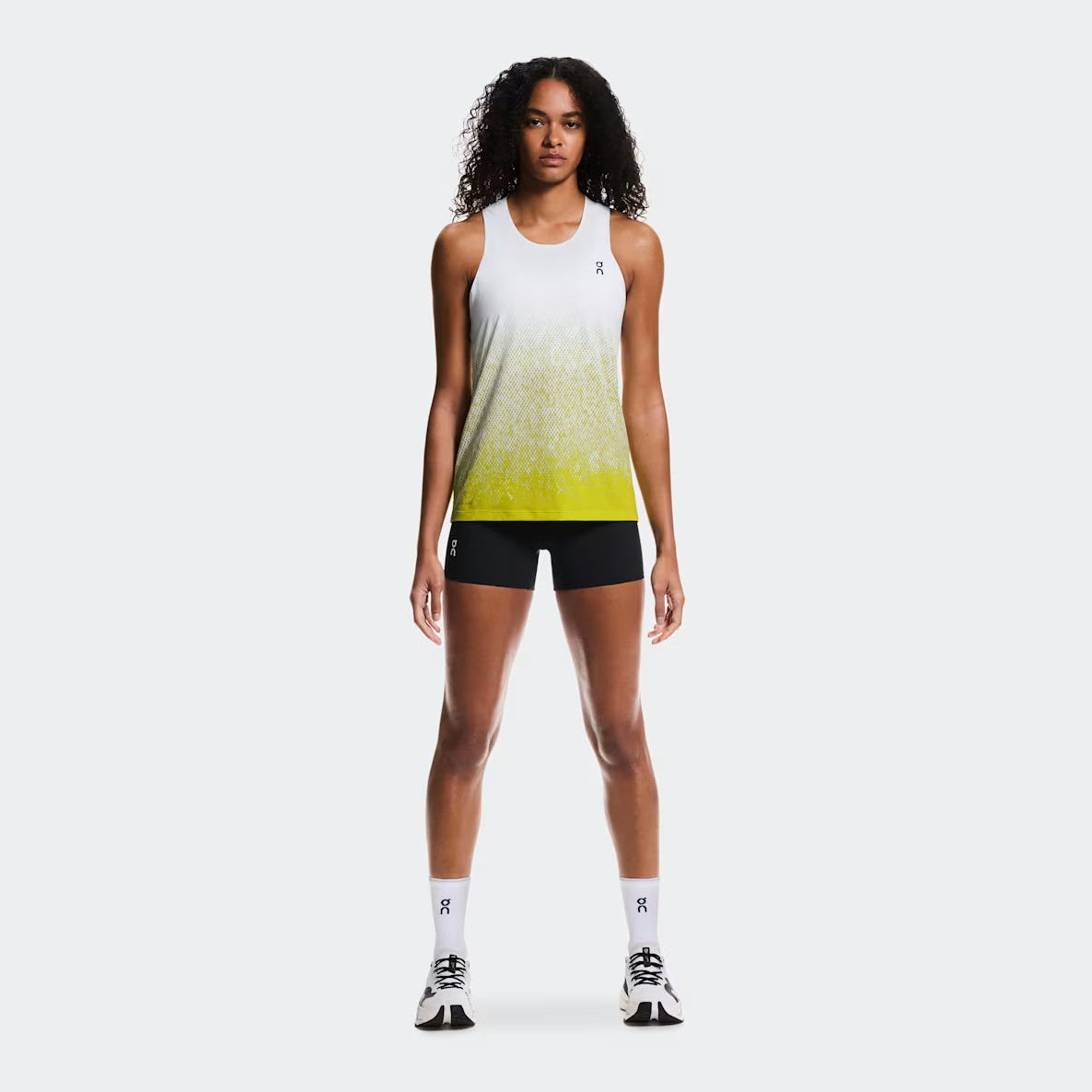 ON Zero Singlet Womens APPAREL - Womens Tanks WHITE/LIME