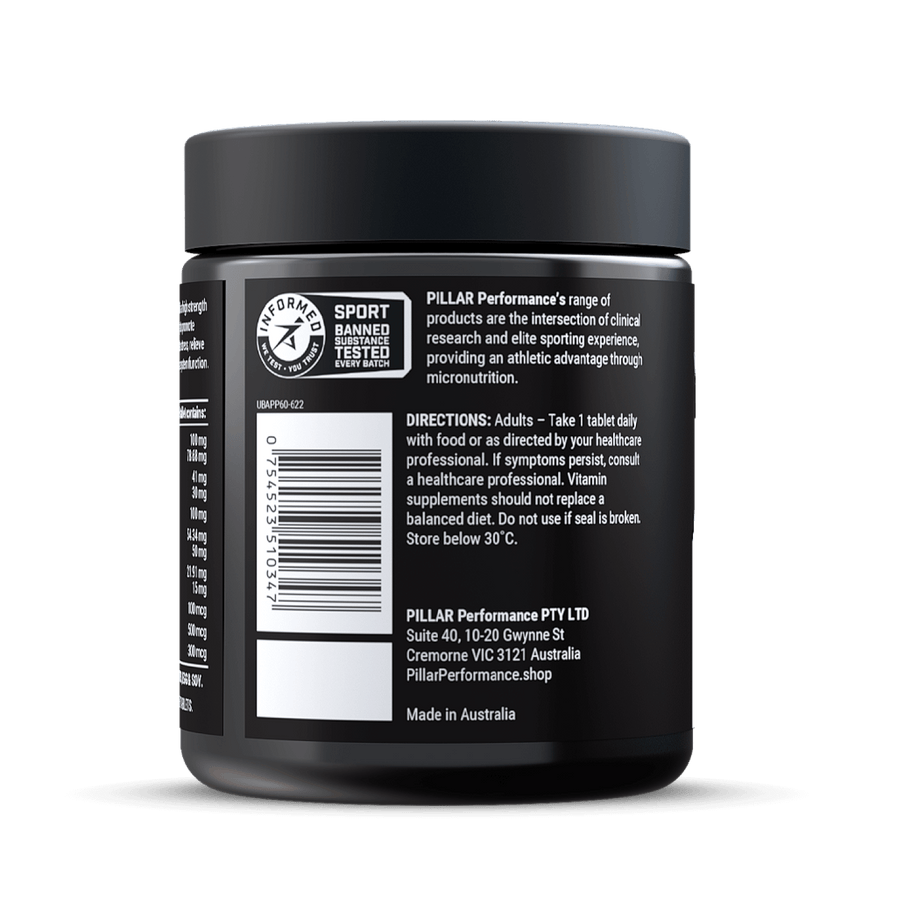 PILLAR PERFORMANCE Ultra B-Active 60 Tablets NUTRITION - Energy and Recovery Tablets