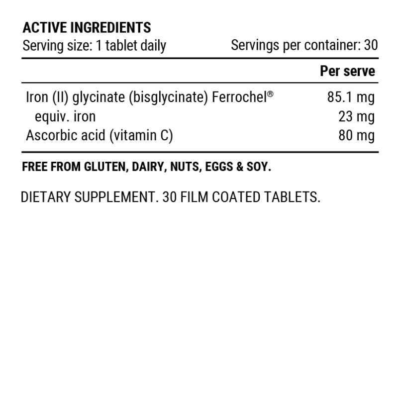 Pillar Performance Iron Advanced + C NUTRITION - Energy and Recovery Tablets