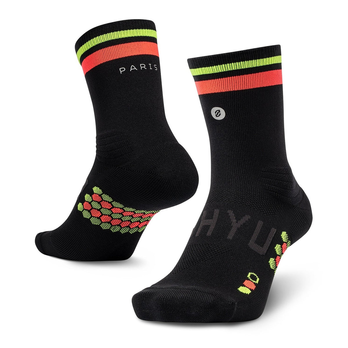 SHYU Racing Half Crew Sock GEAR - Socks BLACK / RED / NEON