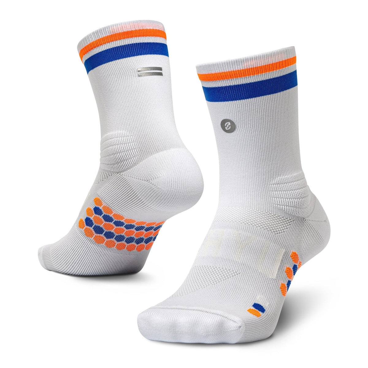 SHYU Racing Half Crew Sock GEAR - Socks WHITE / BLUE / ORANGE