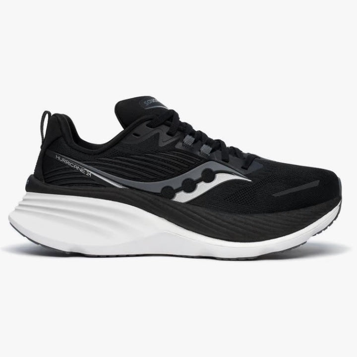 Saucony Hurricane 24 Men&#39;s Wide FOOTWEAR - Mens Stability Cushioned BLACK / CARBON