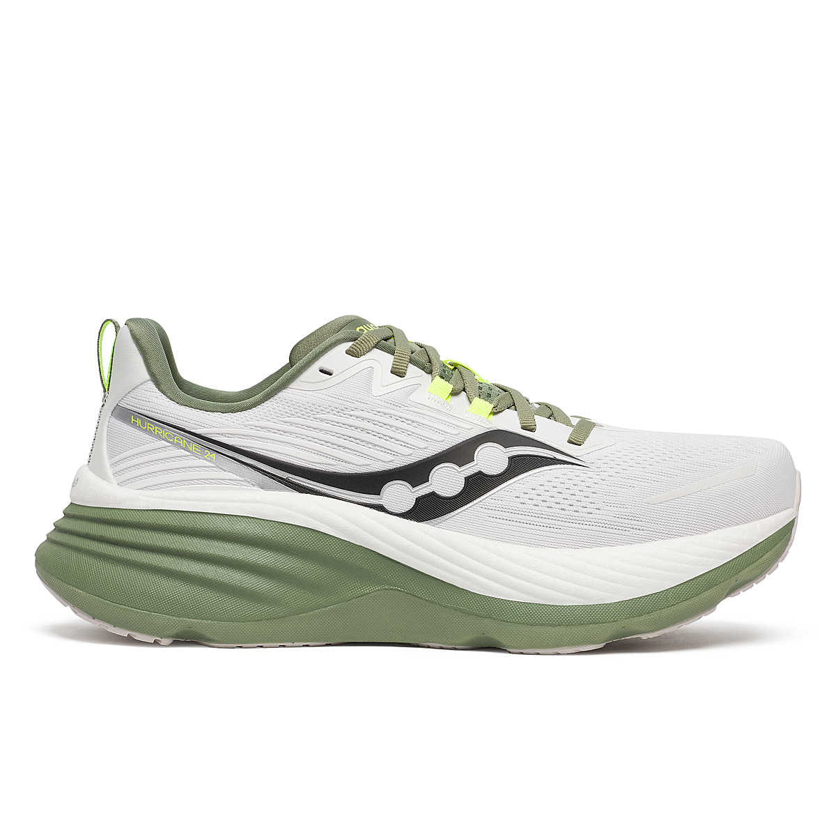 Saucony Hurricane 24 Mens FOOTWEAR - Mens Stability Cushioned WHITE/OLIVINE