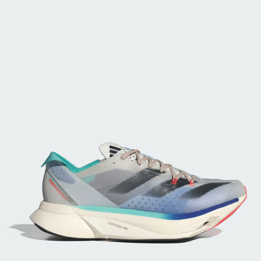 Adidas Adizero Adios Pro 3 Womens FOOTWEAR - Womens Carbon Plate OFF WHITE / AURORA INK / FLASH AQUA