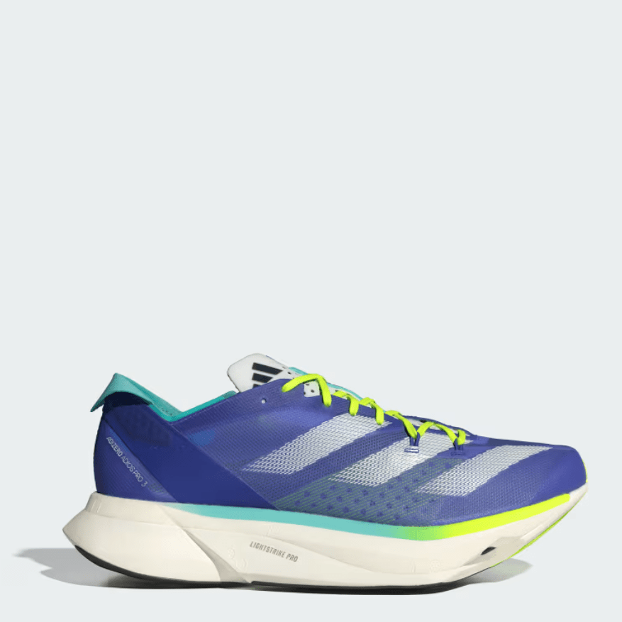 ADIDAS Adizero Adios Pro 3 Mens FOOTWEAR - Mens Carbon Plate COBALT BLUE/ZERO METALIC/SPARK