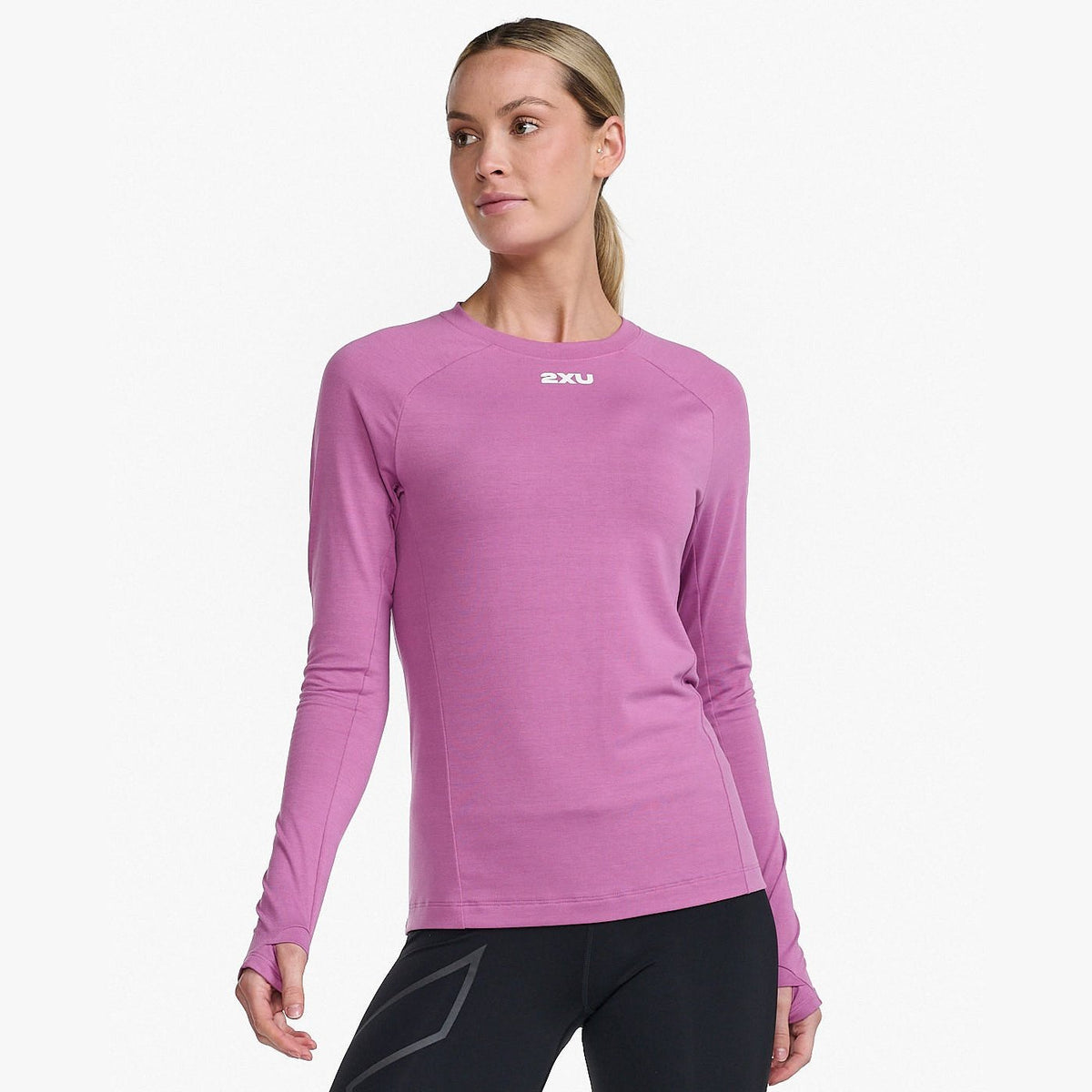 2XU Ignition Base Layer L/S Womens APPAREL - Womens Long Sleeve Tops MAUVE/WHITE REFLECTIVE