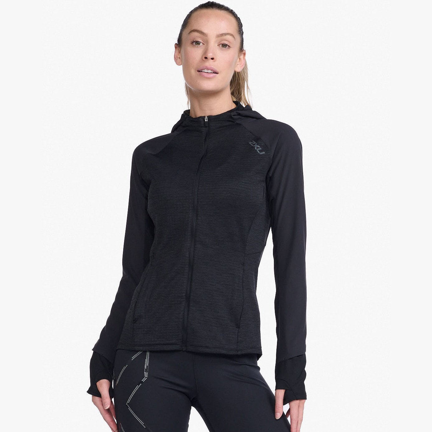 2XU Ignition Shield Hooded Mid-Layer Womens APPAREL - Womens Jackets BLACK/BLACK REFLECTIVE