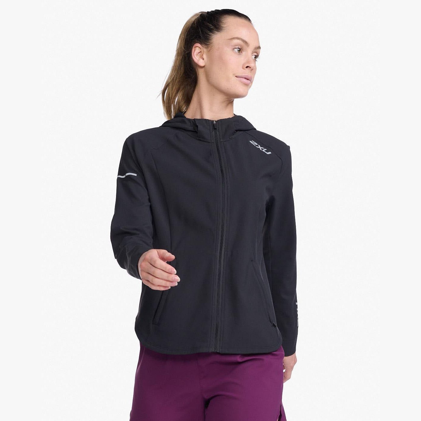 2XU Aero Jacket Womens APPAREL - Womens Jackets BLACK/SILVER REFLECTIVE